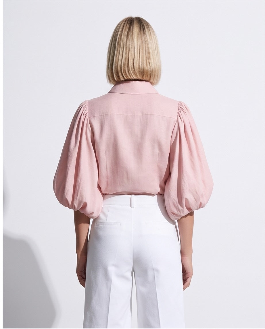 The Poet Sleeve Shirt In Blush Pink