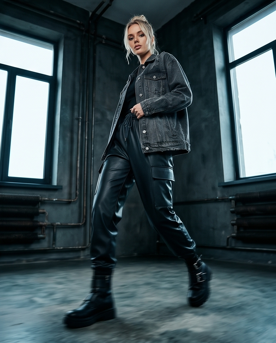 Urban Faux Leather Joggers in Obsidian Black