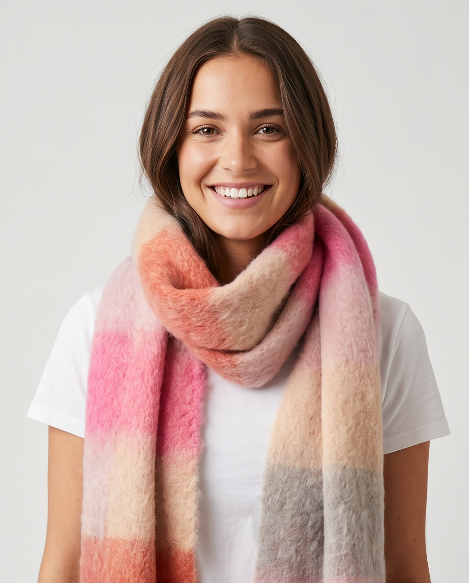 Colour Riot Scarf in Pinks,Grey and Stone