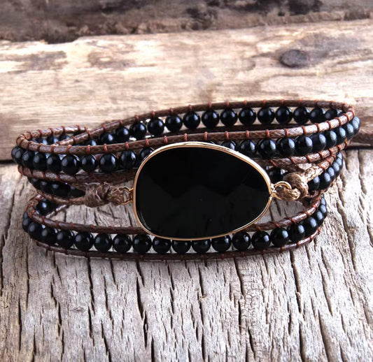Natural Stone Onyx Wrap Bracelet