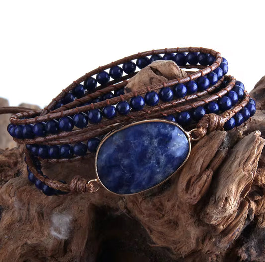 Natural Stone Lapis Lazuli Wrap Bracelet