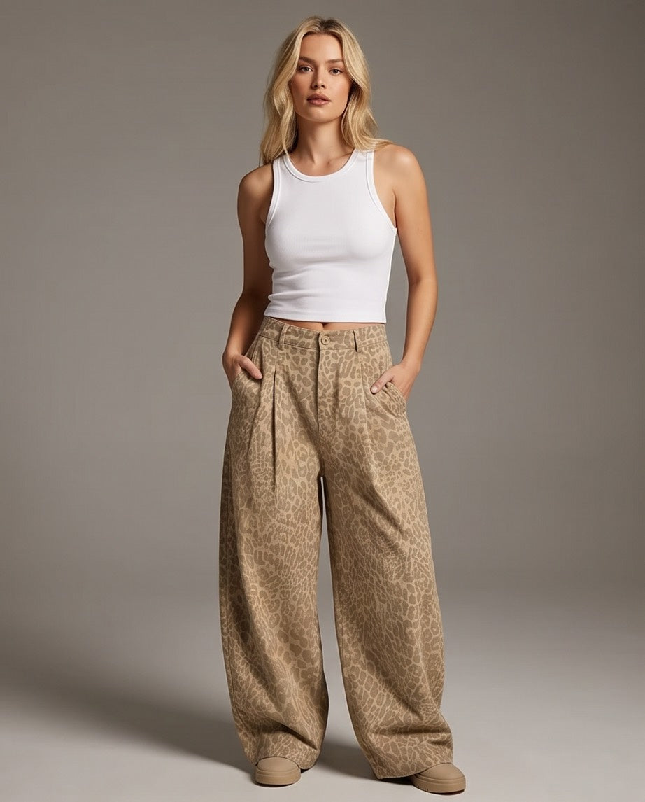 Wild Side Leopard Print Pants in Neutral
