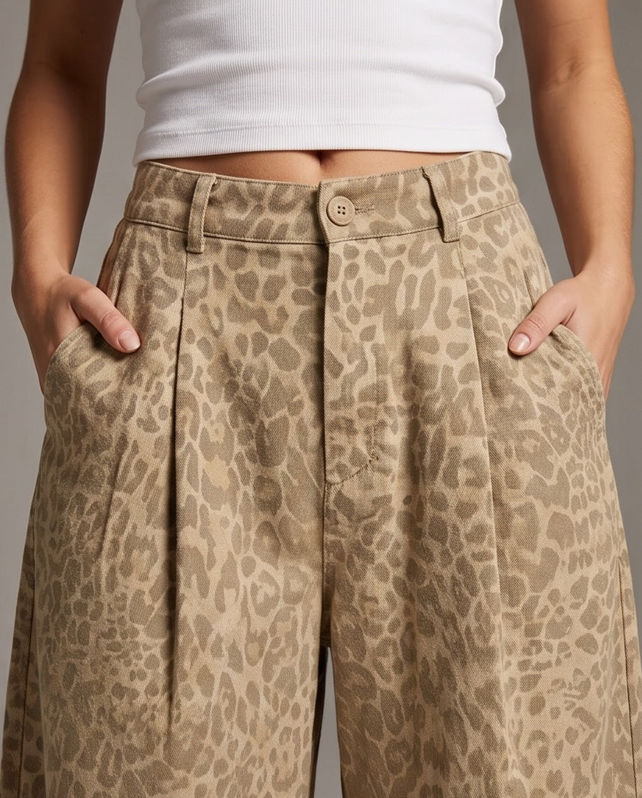 Wild Side Leopard Print Pants in Neutral