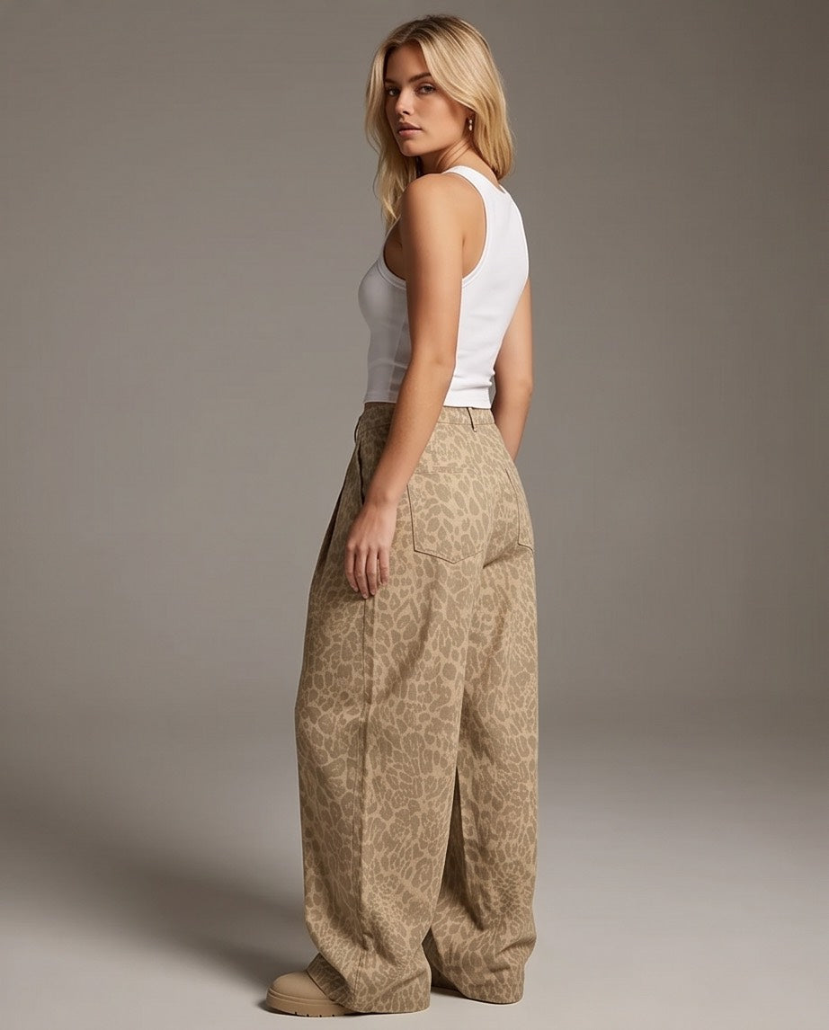 Wild Side Leopard Print Pants in Neutral