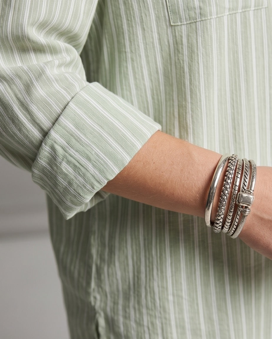 The Sage Palm Stripe Button Up Shirt