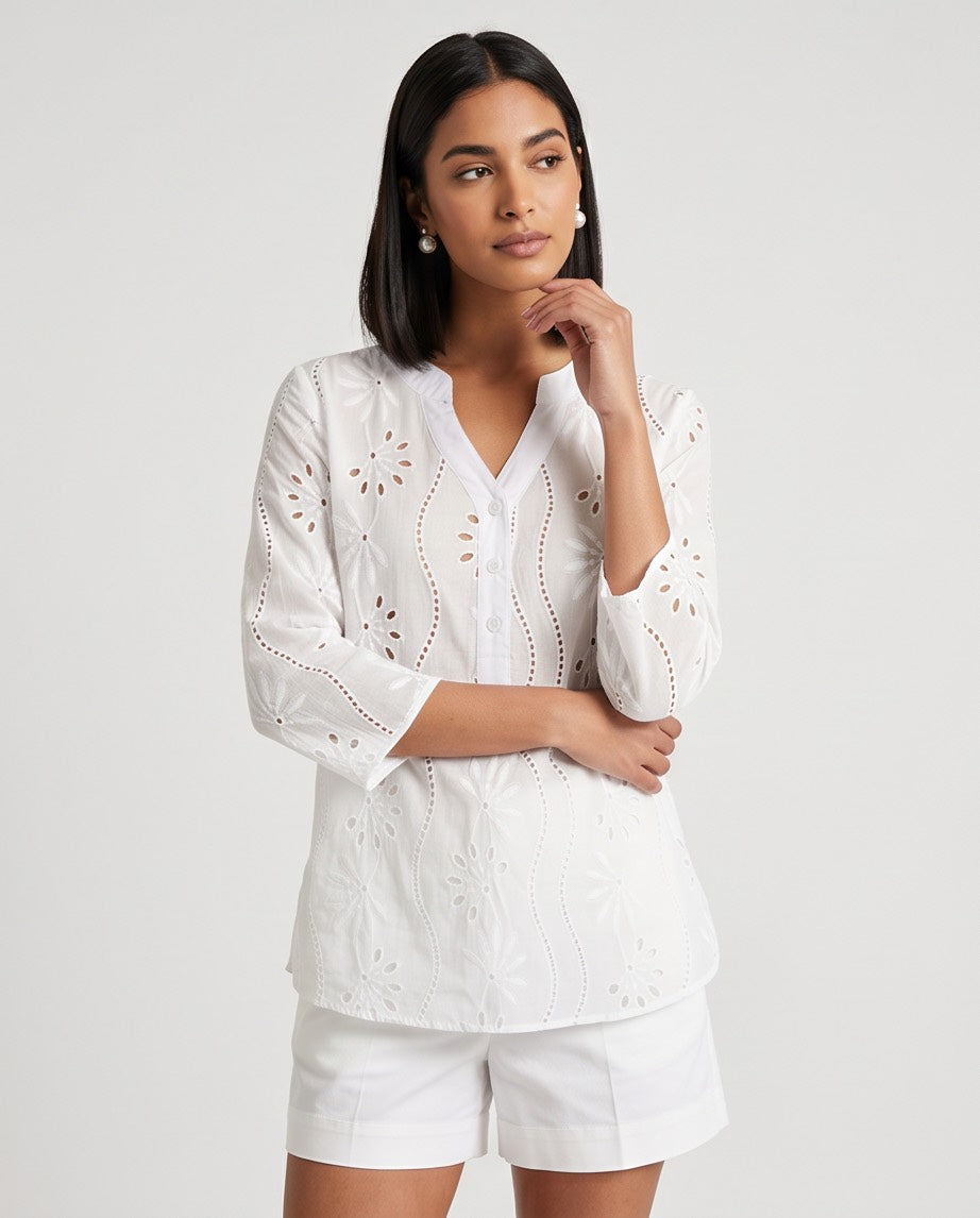 The Blanc Anglaise Top