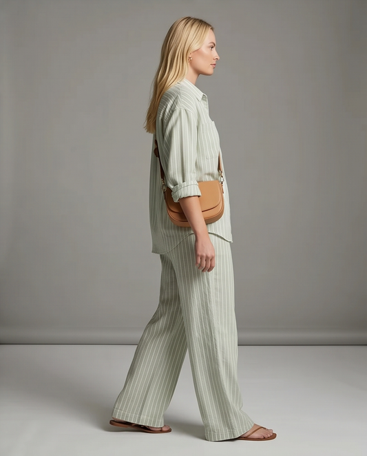 The Sage Palm Striped Wide Leg Pants