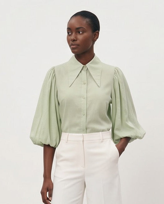 The Poet Sleeve Shirt in Pistachio