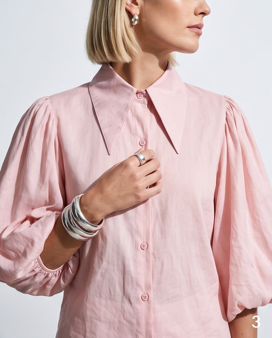 The Poet Sleeve Shirt In Blush Pink