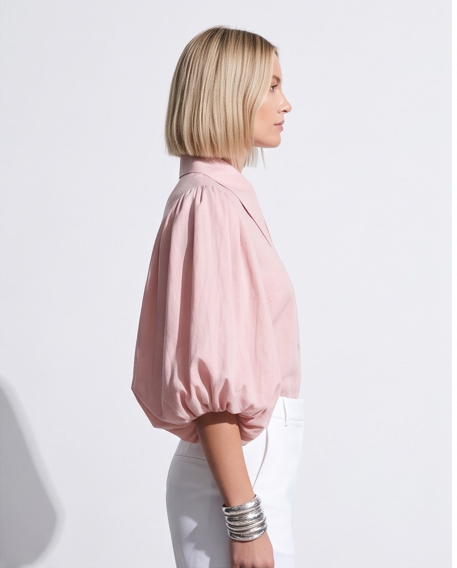 The Poet Sleeve Shirt In Blush Pink