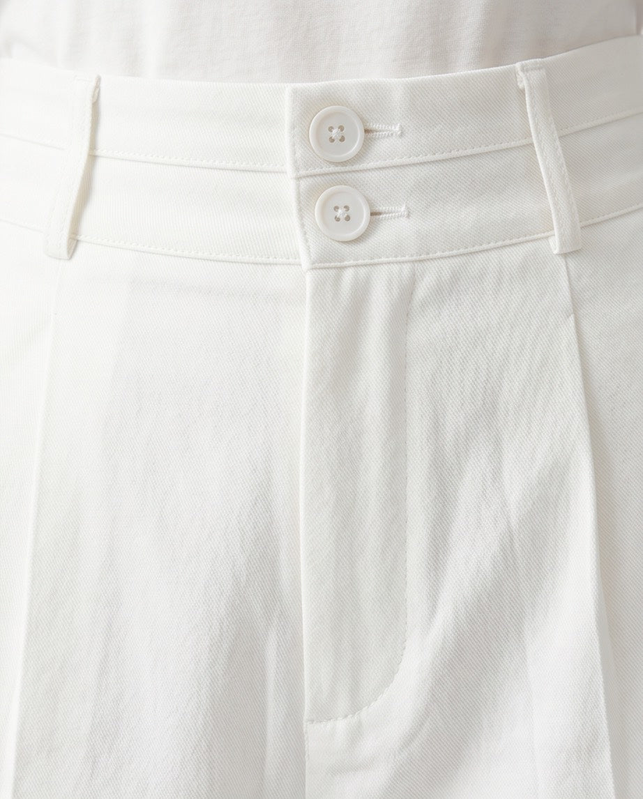 Dual Detail White Wide Leg Pants