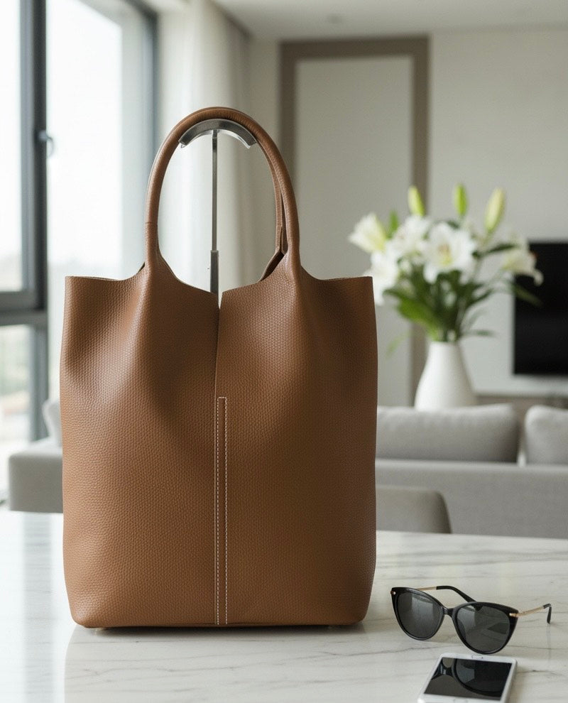 Tawny Leather Tote Bag