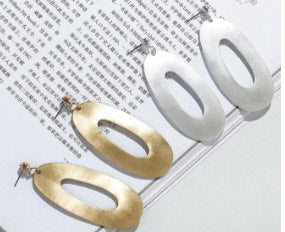 Sculpted Oval Earrings in Softly Brushed Metal