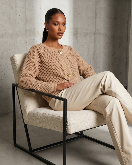 Cold Front Cardigan in Sand