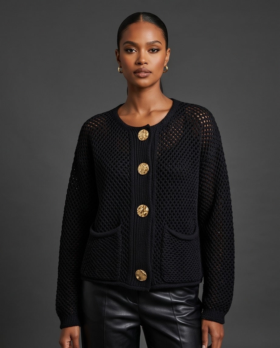 Cold Front Cardigan in Shadow Black