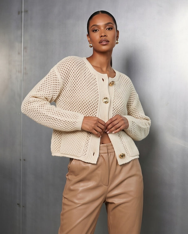 Cold Front Cardigan in Creamy Neutral