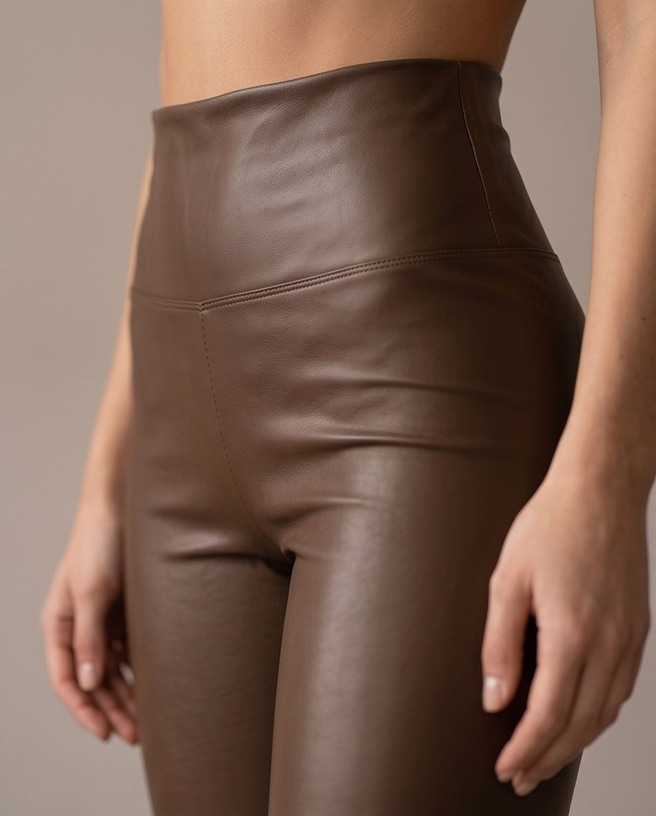 Second Skin Faux Leather Leggings in Mocha