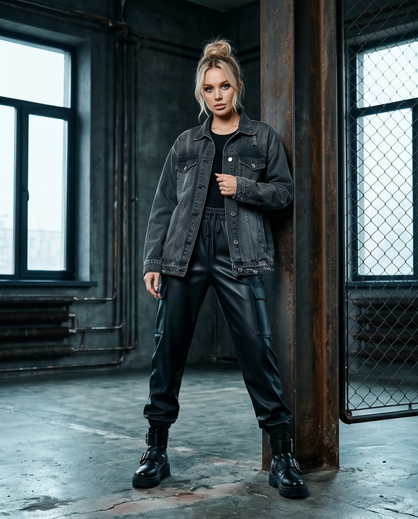 Urban Faux Leather Joggers in Obsidian Black