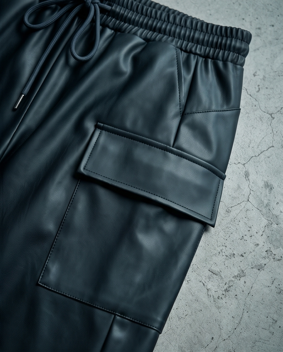 Urban Faux Leather Joggers in Obsidian Black