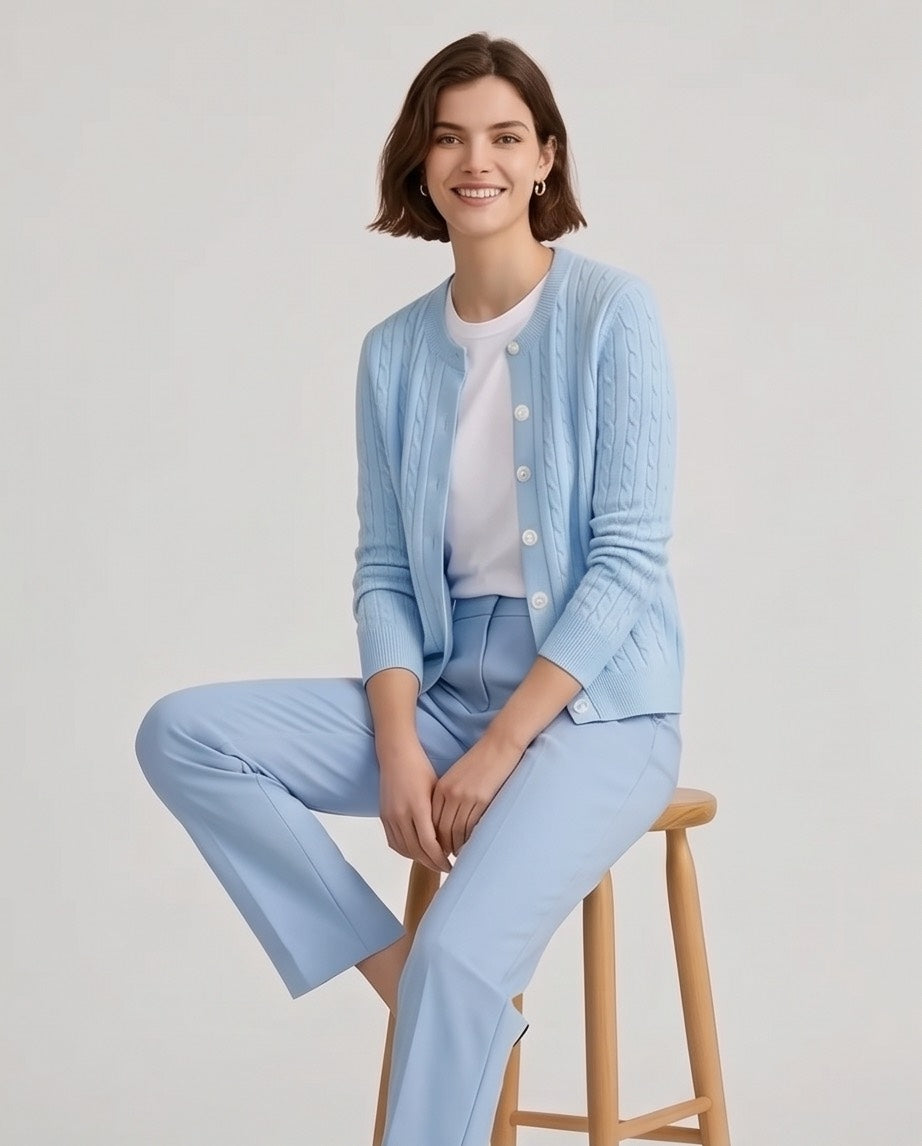 The Perfect Basic Cardigan in Ice Blue