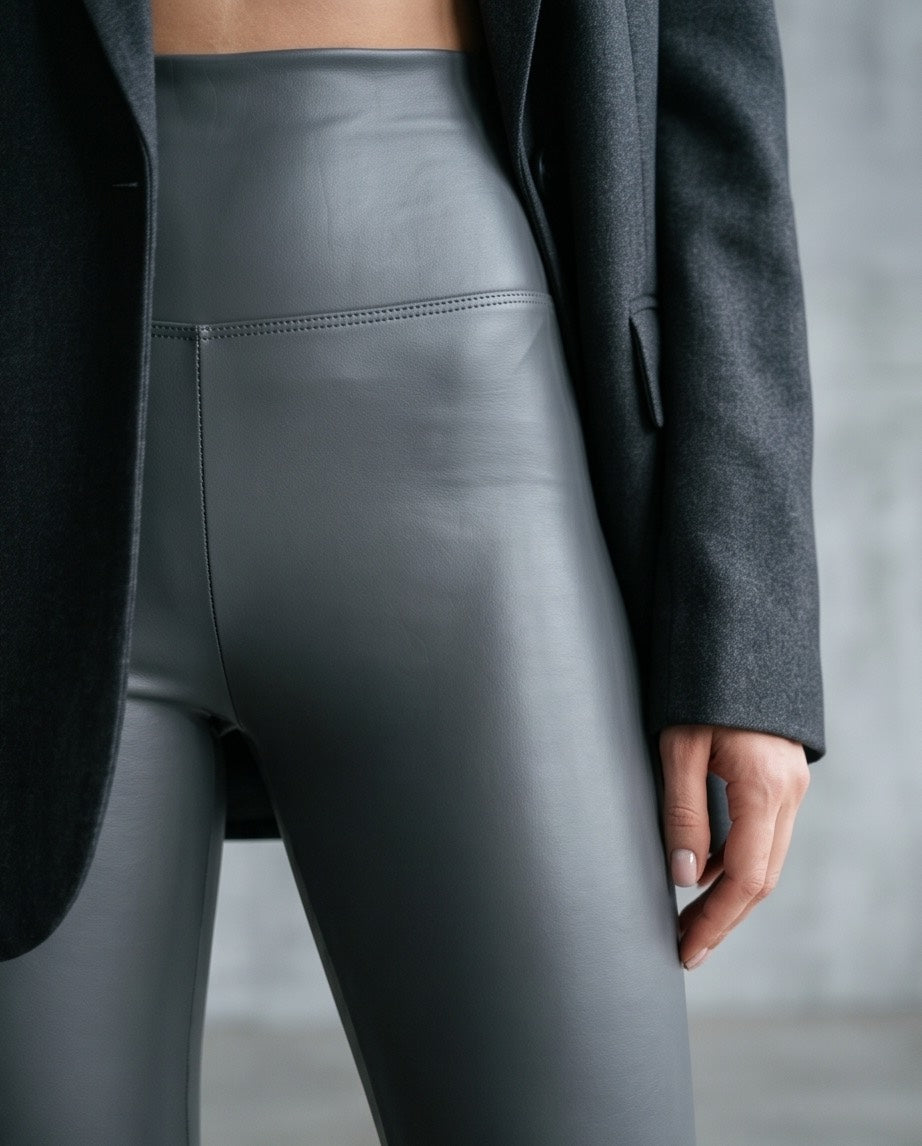Second Skin Faux Leather Leggings in Smokey Grey