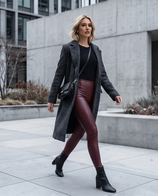 Second Skin Faux Leather leggings in Maroon