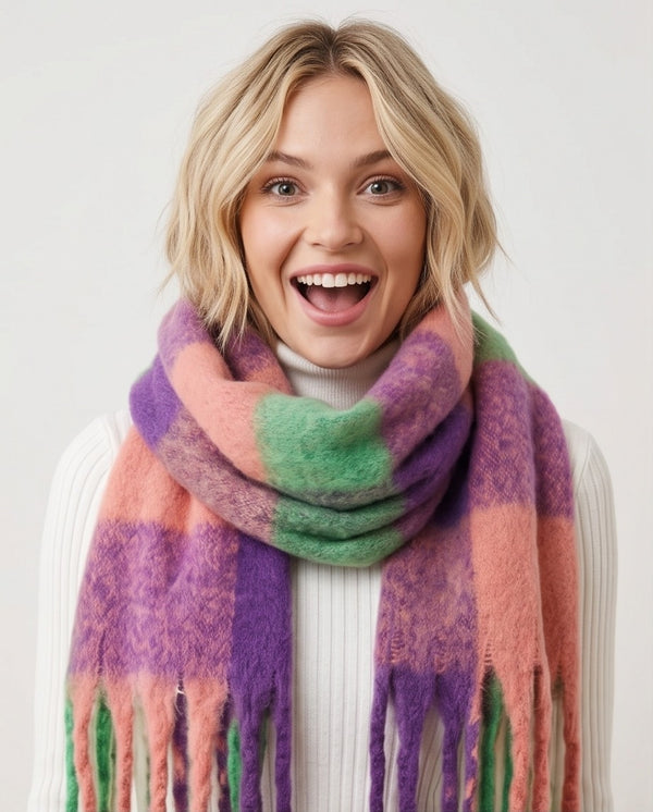Colour Riot Scarf in Lilac,Sage and Peach