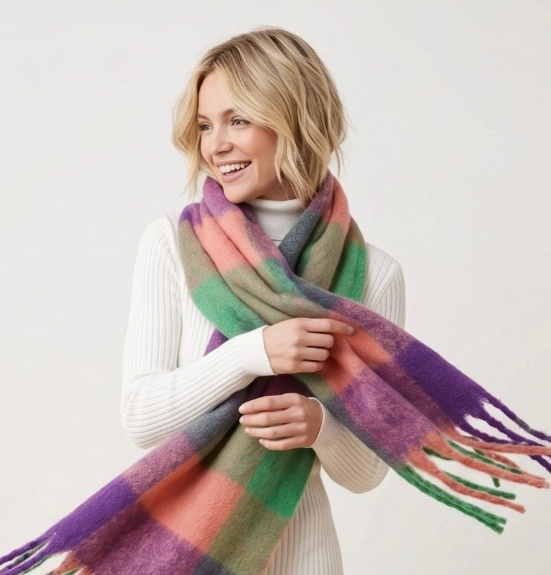 Colour Riot Scarf in Lilac,Sage and Peach