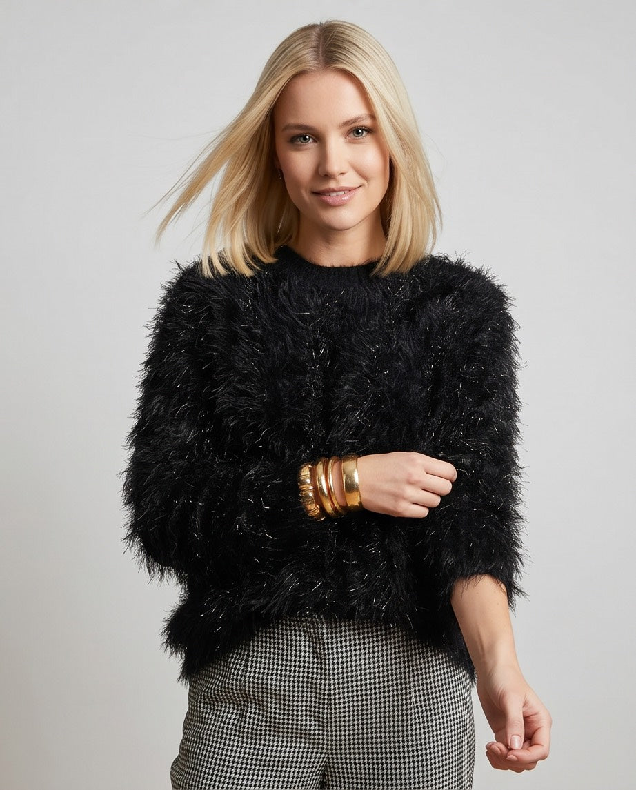 Soft Touch Pile Jersey in Black