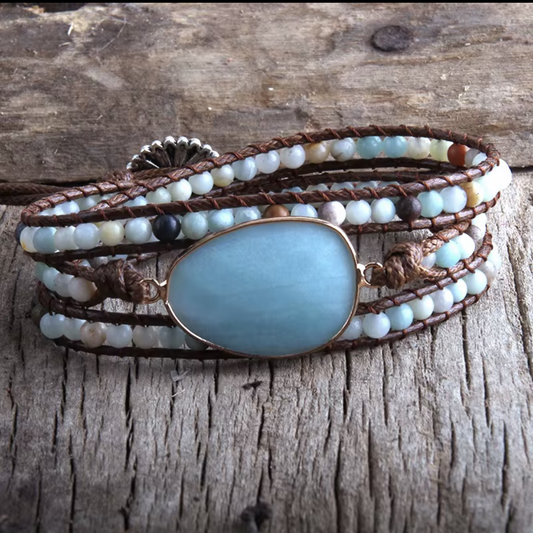 Natural Stone Amazonite Wrap Bracelet