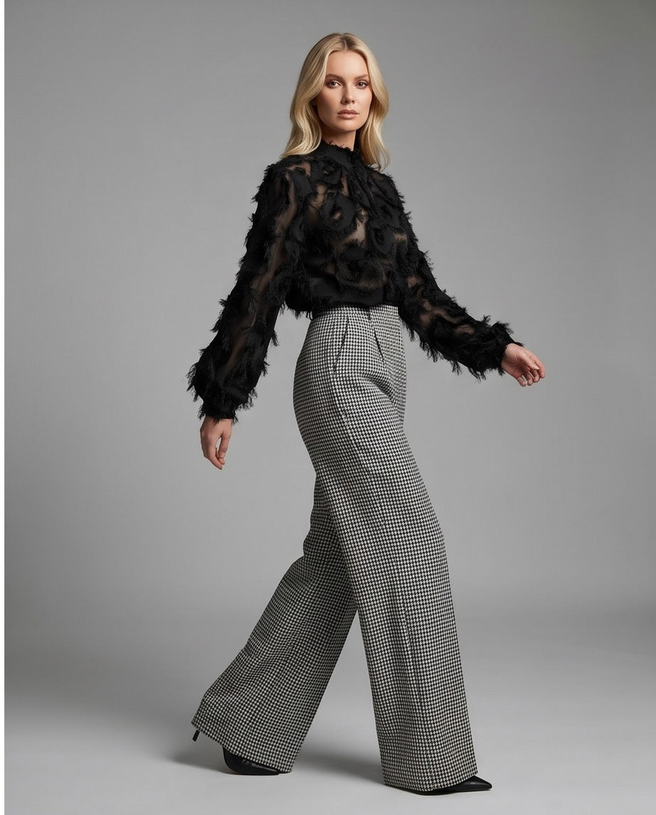 Halo Burnout High-Neck Top in Ebony Black